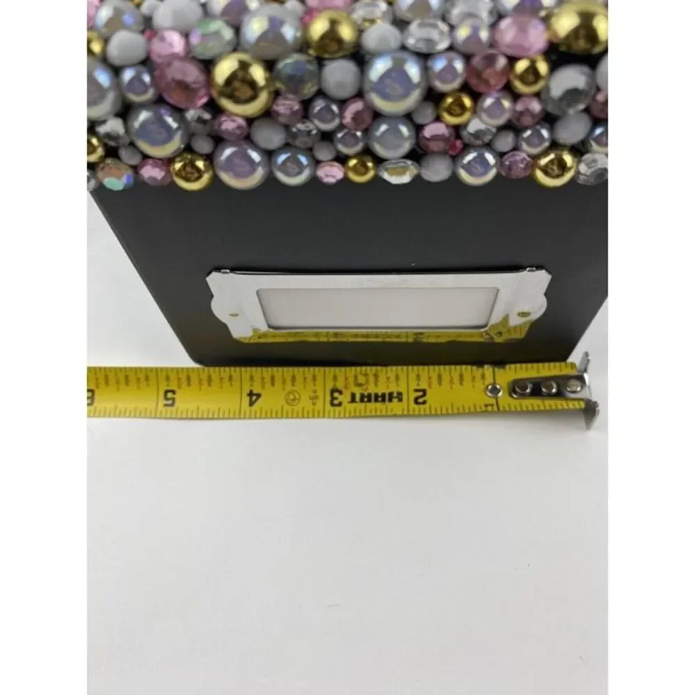 Handmade Keepsake Trinket Box Beaded Rhinestones Embellished & Lid